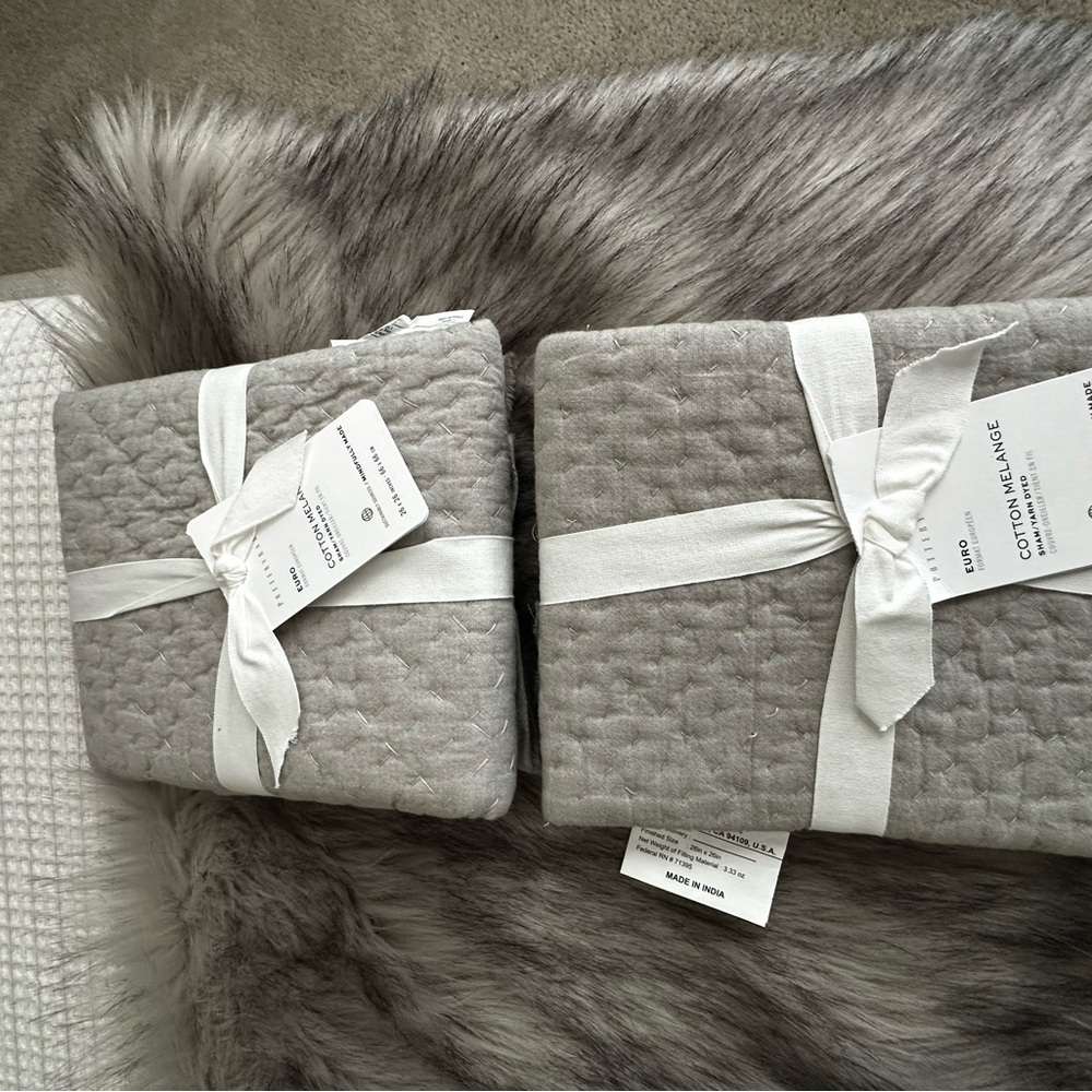 Pottery Barn quilted melange Euro Sham in grey frost 2 available